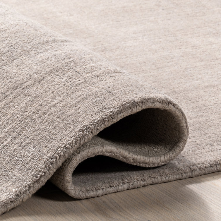 Dove Grey Handmade Wool and Viscose Rectangular Rug