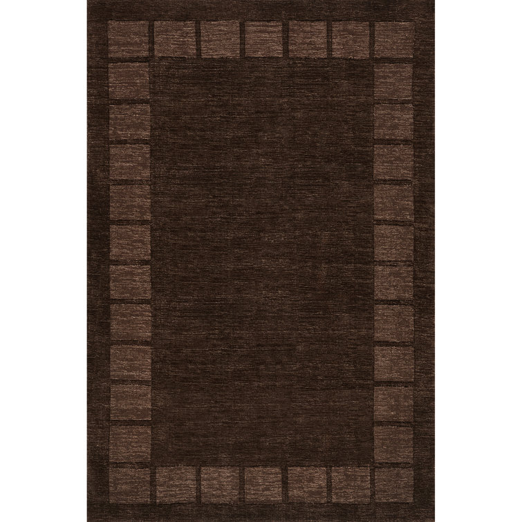 Truffle Brown Rectangular Wool and Viscose Area Rug