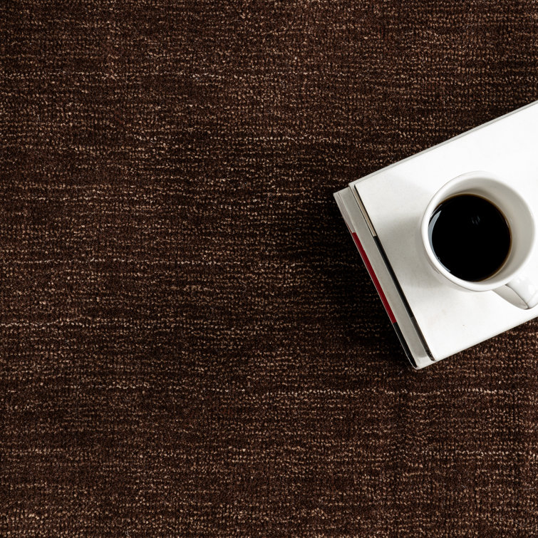 Truffle Brown Rectangular Wool and Viscose Area Rug