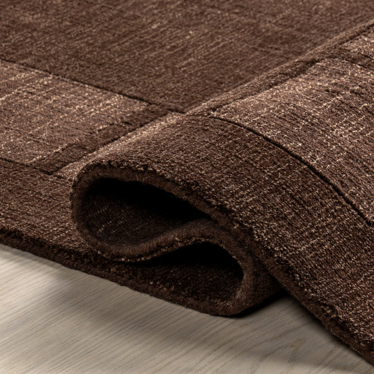 Truffle Brown Rectangular Wool and Viscose Area Rug