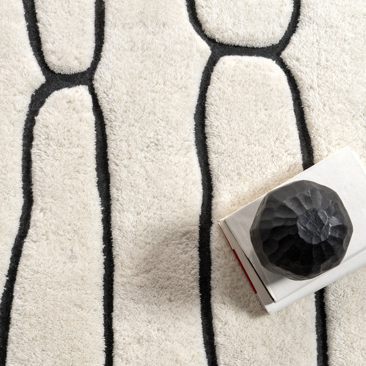 Handmade Gray Abstract Wool Rectangular Area Rug, 3' x 5'