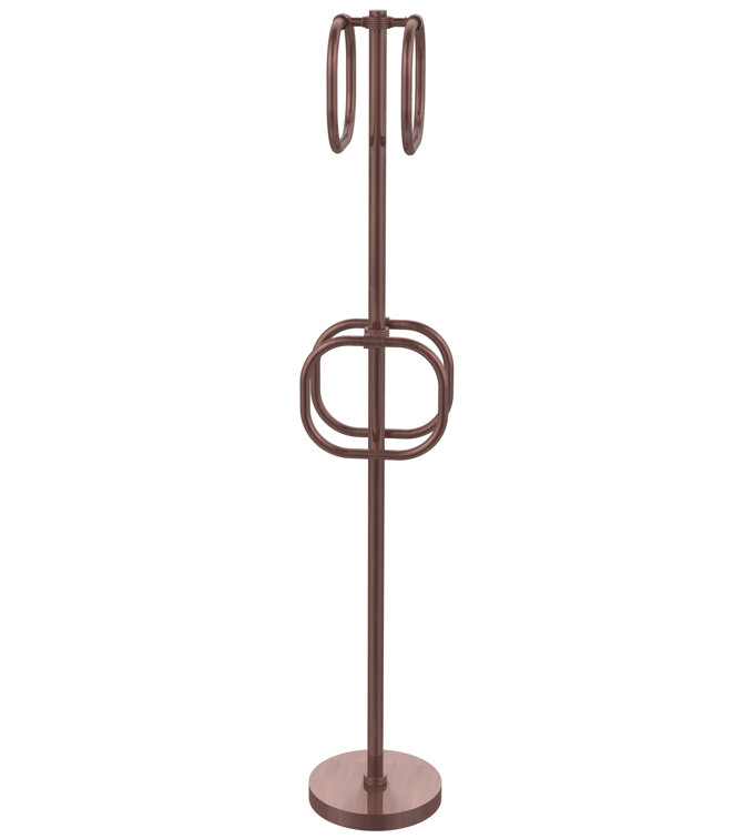 Antique Copper Freestanding Towel Stand with Nickel Rings
