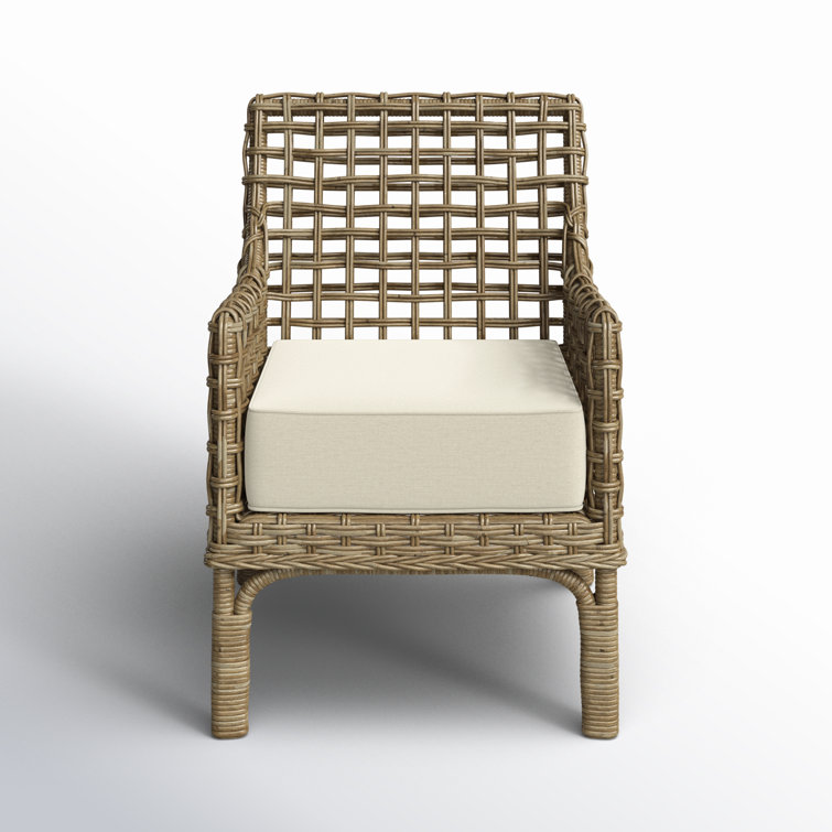 Beige Handcrafted Woven Wood Arm Chair