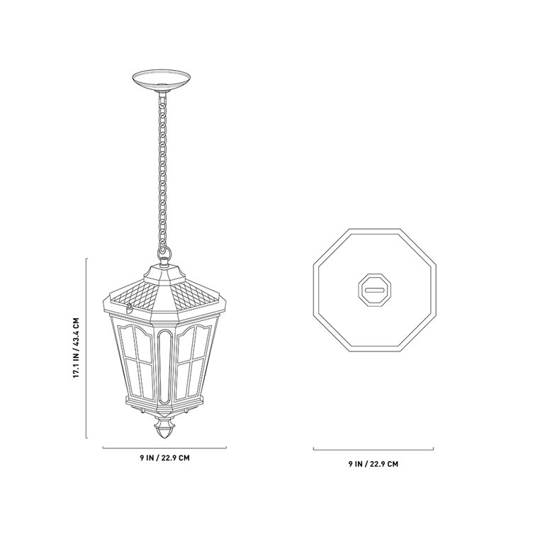 Bentham Matte Black 17" Textured Glass Outdoor Hanging Lantern