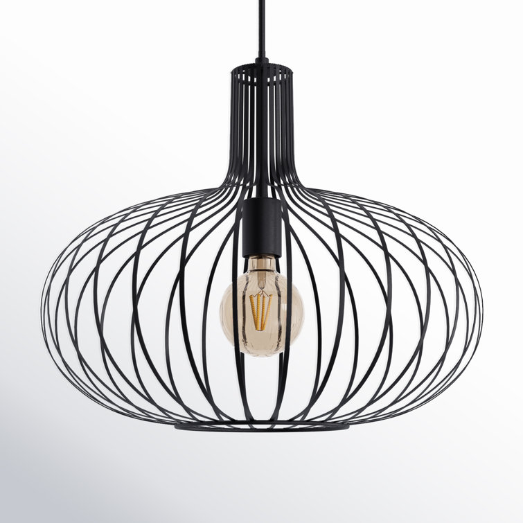 Black Geometric Iron Shaded Pendant Light Fixture