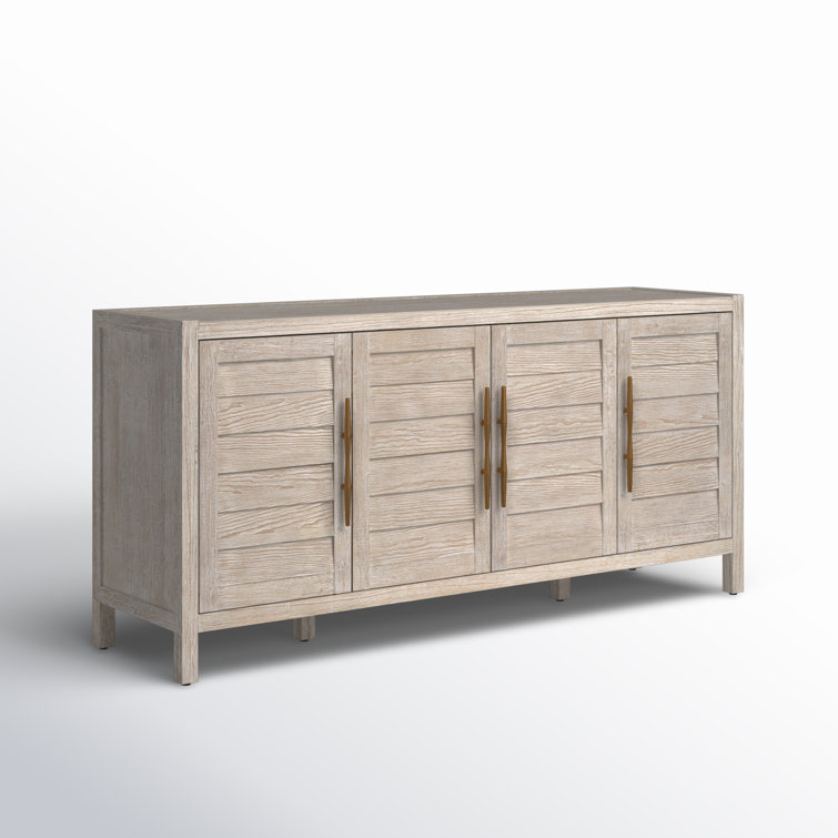 Beige Transitional 72" Wood Media Console with Cabinet
