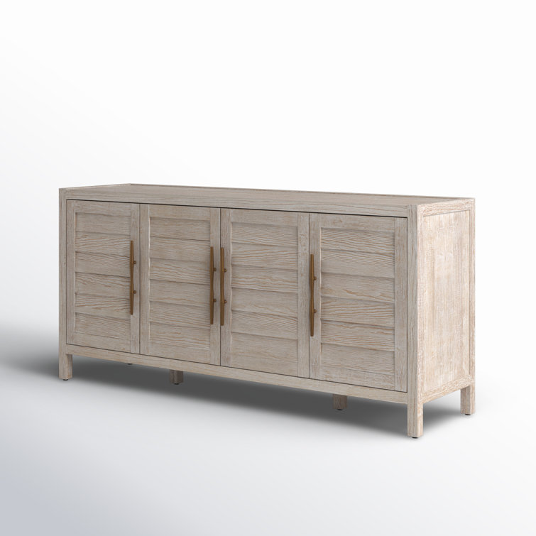 Beige Transitional 72" Wood Media Console with Cabinet