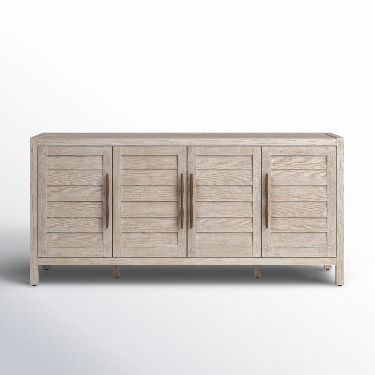 Beige Transitional 72" Wood Media Console with Cabinet