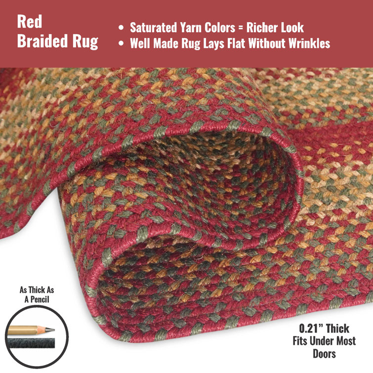 Cider Barn Red and Green Braided Jute Rug