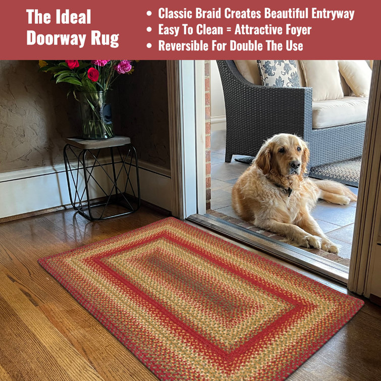 Cider Barn Red and Green Braided Jute Rug