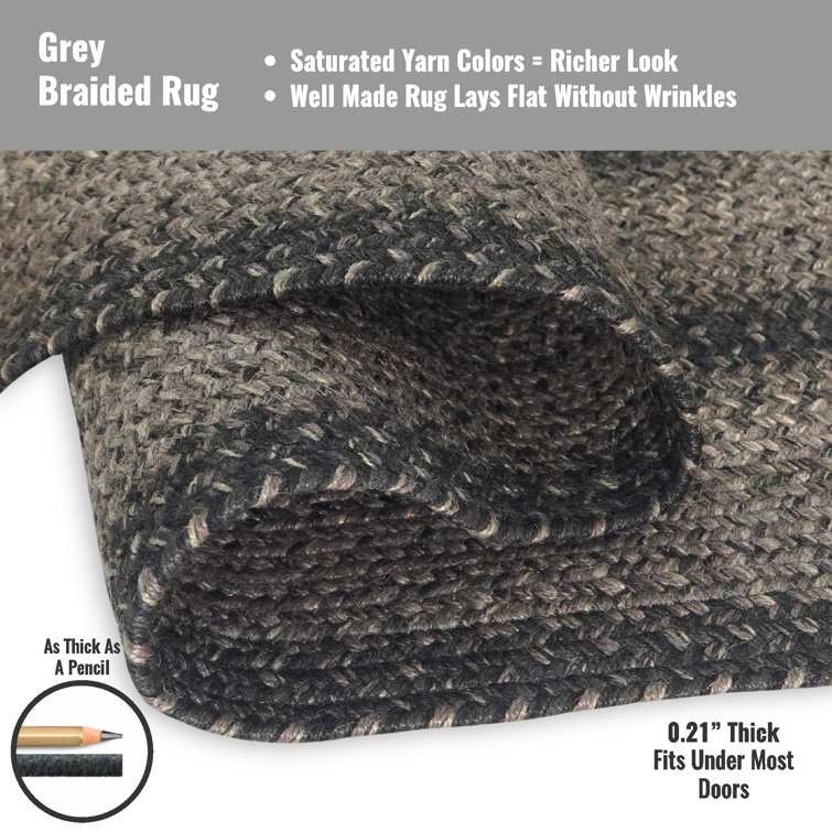 Flint Hill Gray and Black Braided 4' x 6' Rug