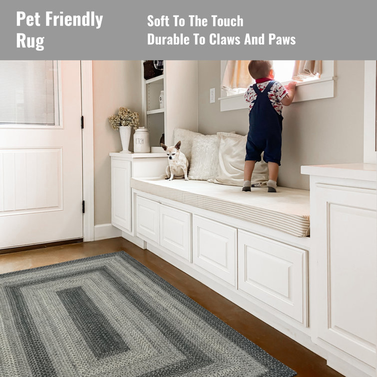 Flint Hill Gray and Black Braided 4' x 6' Rug