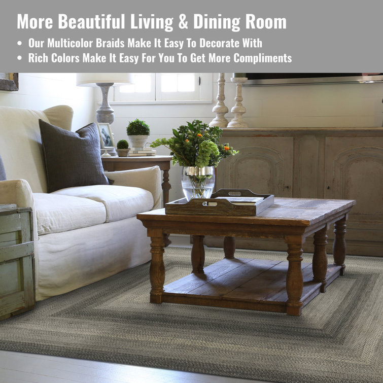 Flint Hill Gray and Black Braided 4' x 6' Rug