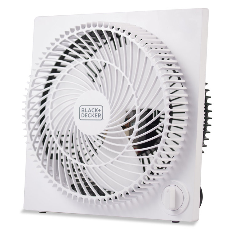 Sleek Frameless 9" White Box Fan with Remote Control, 3-Speed
