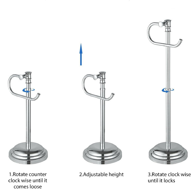 Polished Chrome Adjustable Free Standing Toilet Paper Holder