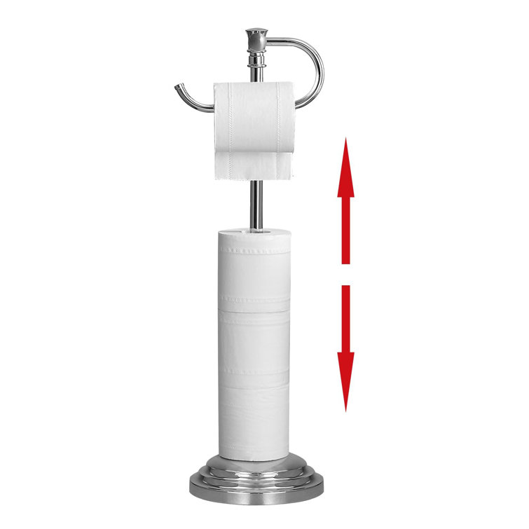 Polished Chrome Adjustable Free Standing Toilet Paper Holder
