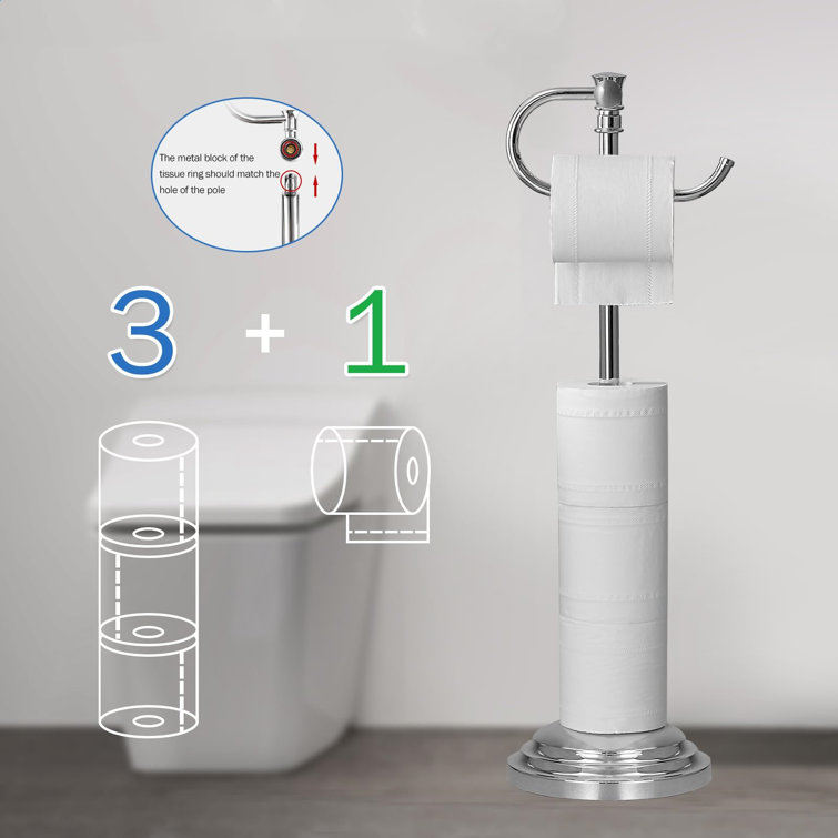 Polished Chrome Adjustable Free Standing Toilet Paper Holder
