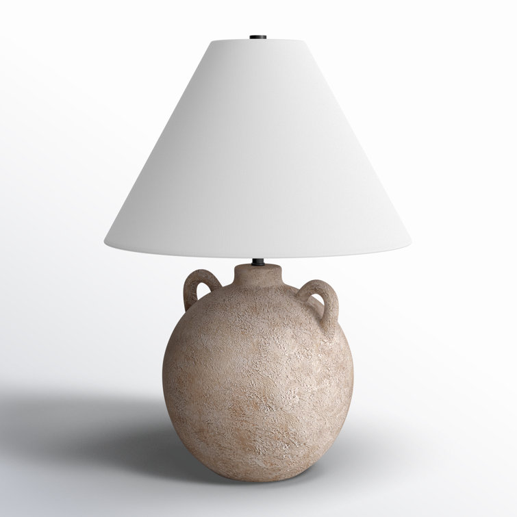 Antique White Ceramic Table Lamp with Cotton Shade