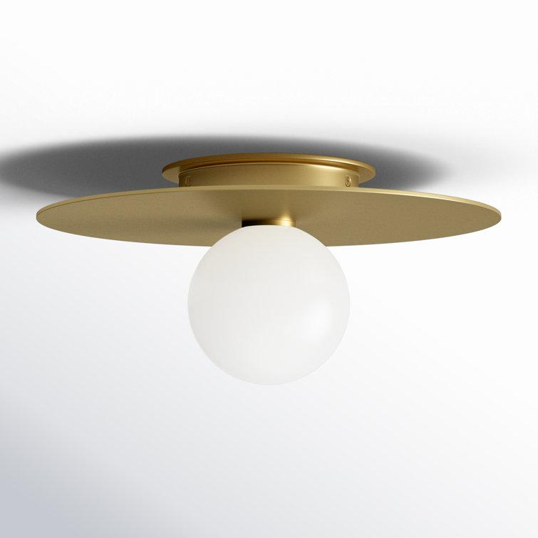 Burnished Brass Milk Glass Globe LED Flush Mount Light