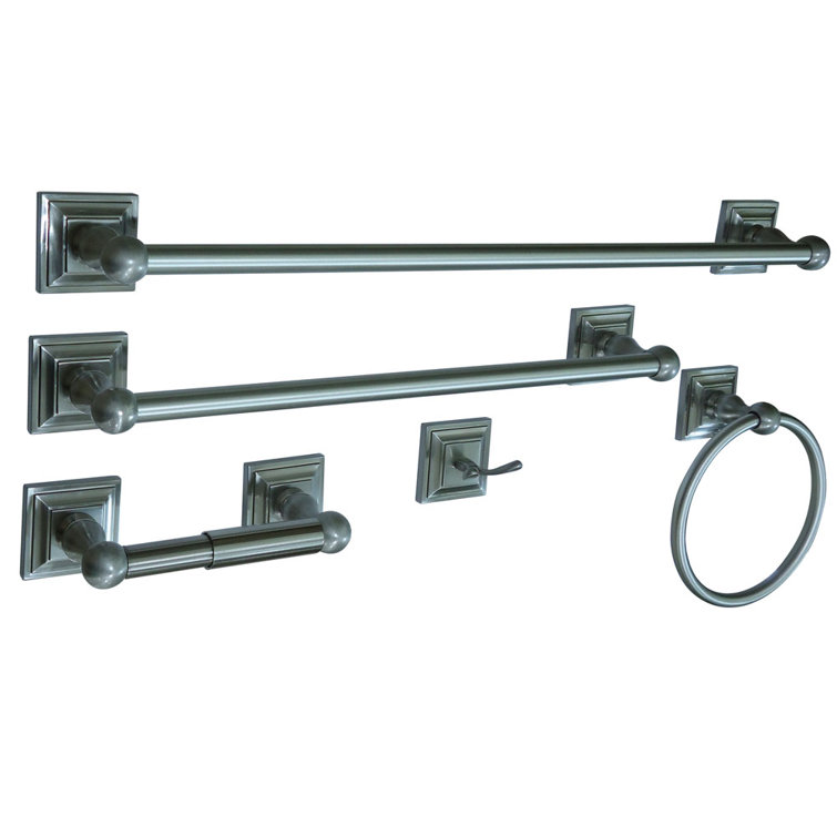 Satin Nickel 5-Piece Bathroom Hardware Set