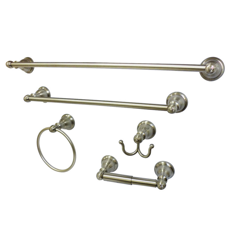 Satin Nickel 5-Piece Bathroom Hardware Set with Towel Bars