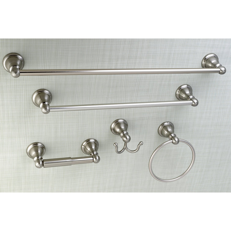 Satin Nickel 5-Piece Bathroom Hardware Set with Towel Bars