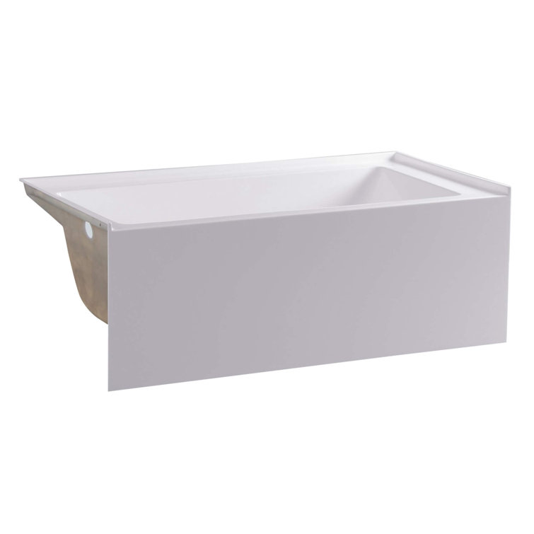 66-Inch White Acrylic Rectangular Soaking Bathtub with Apron Front