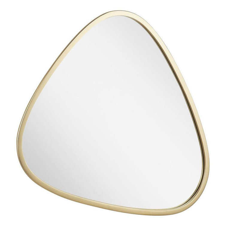 Satin Brass Triangular Iron Framed Bathroom Vanity Mirror