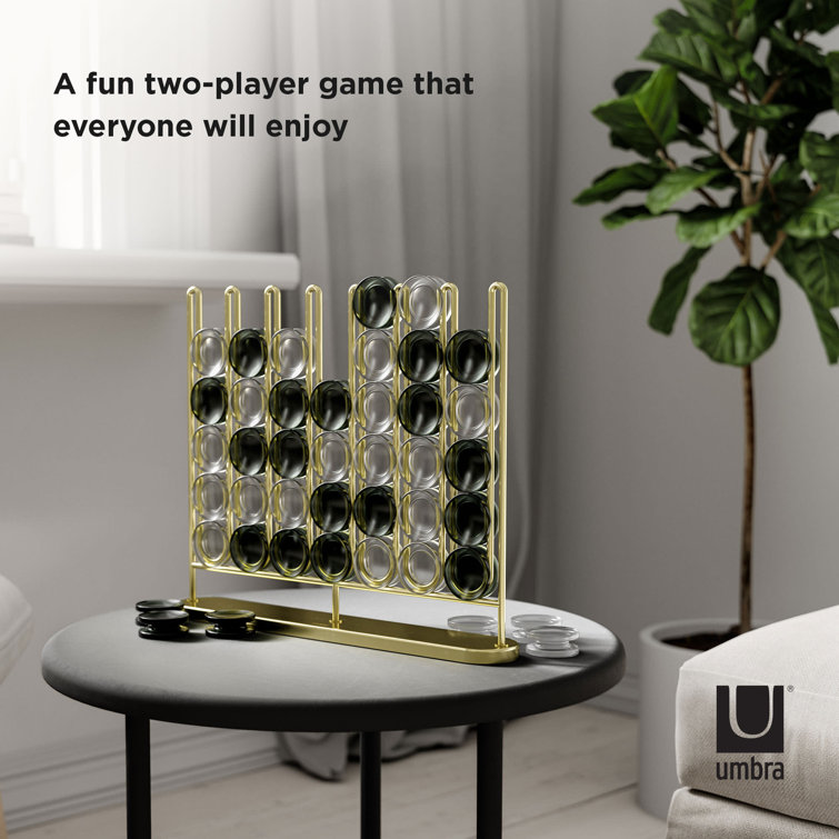 Modern Brass and Frosted Acrylic Connect Four Game
