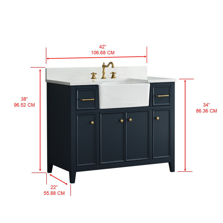 Indigo Blue Single Bathroom Vanity with White Ceramic Sink
