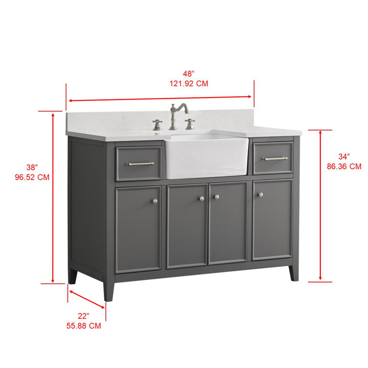 Gray 48'' Single Bathroom Vanity with Stone Countertop