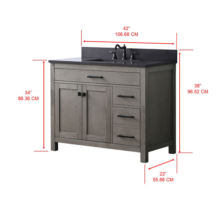 Textured Gray 42'' Single Vanity with Blue Limestone Top