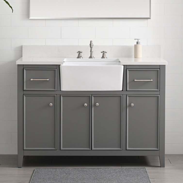 Gray 48'' Single Bathroom Vanity with Stone Countertop