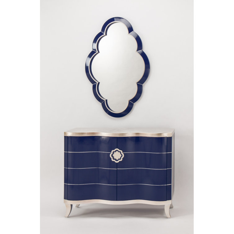 Lapis Blue and Silver Rectangular Accent Cabinet