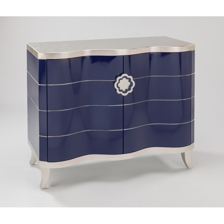Lapis Blue and Silver Rectangular Accent Cabinet
