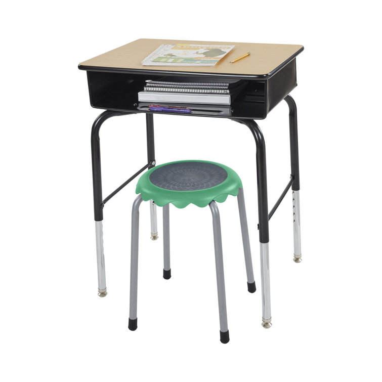 Emerald Green Stackable Plastic Stools with Steel Legs, 8-Piece Set