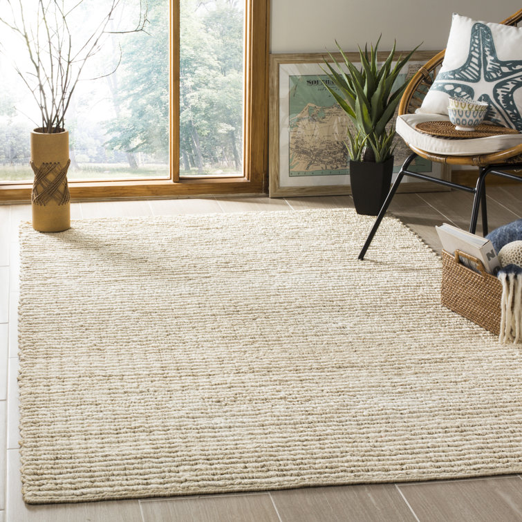 Coastal Charm Ivory Hand-Knotted Jute 4' x 6' Area Rug