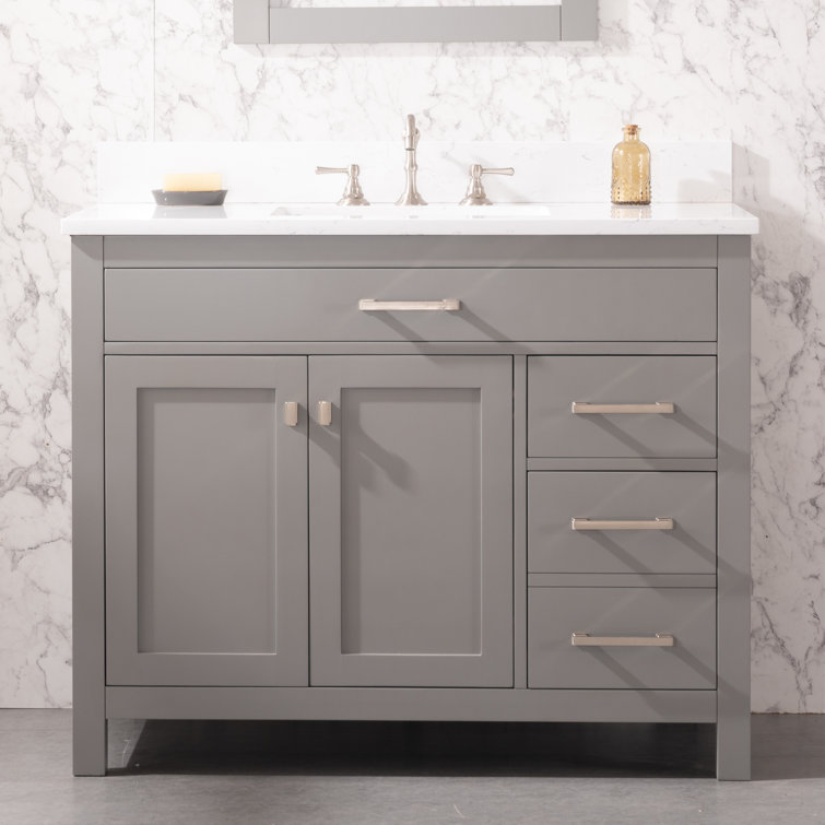 Jasper 42'' Gray Freestanding Bathroom Vanity with Carrara Top