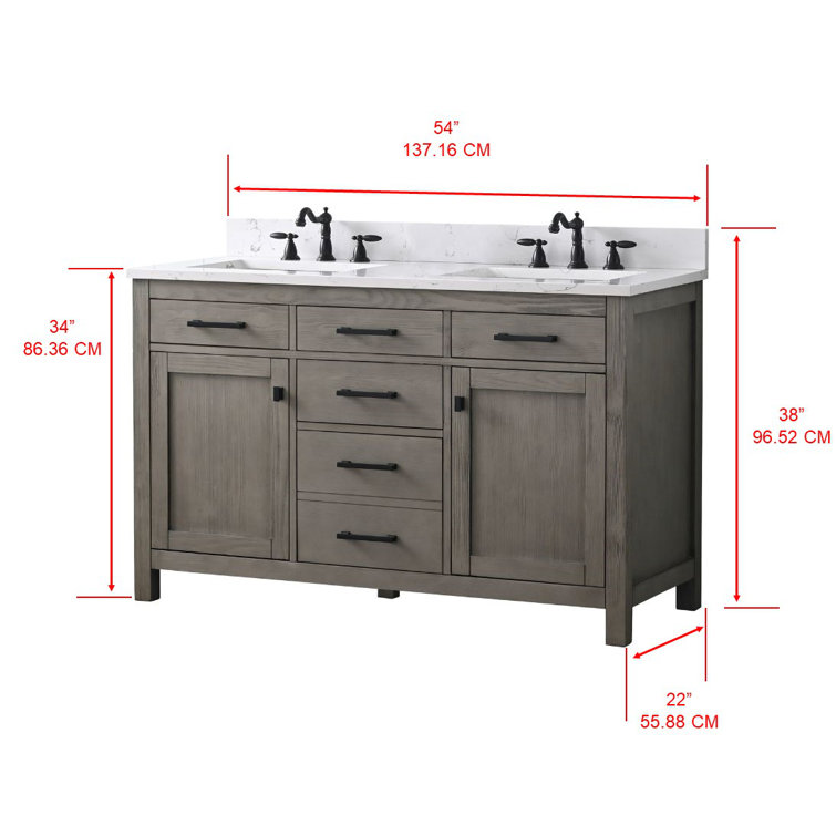 Textured Gray Double Bathroom Vanity with Carrara White Top