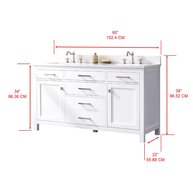 Jasper 60'' White Double Freestanding Bathroom Vanity