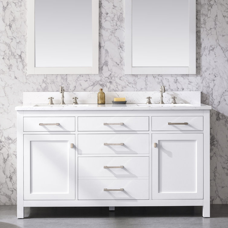 Jasper 60'' White Double Freestanding Bathroom Vanity