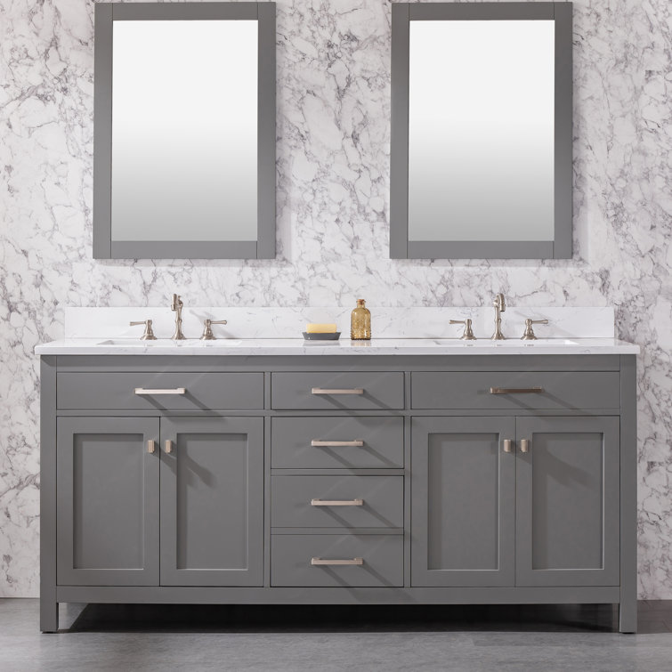 Jasper 72" Gray Double Bathroom Vanity with Carrara White Top