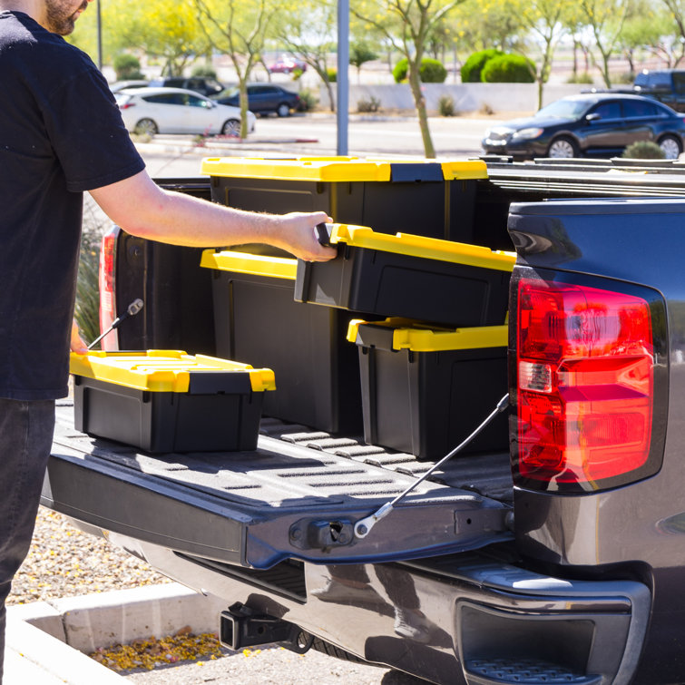 Heavy-Duty Black and Yellow Stackable Plastic Storage Totes