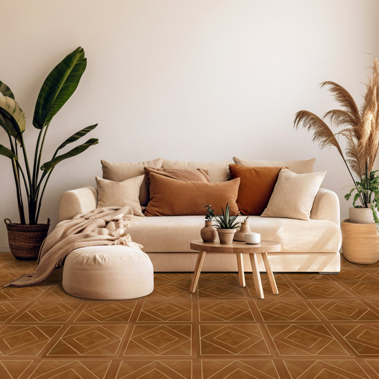 Tivoli 12'' x 12'' Self-Adhesive Vinyl Floor Tiles with White Border