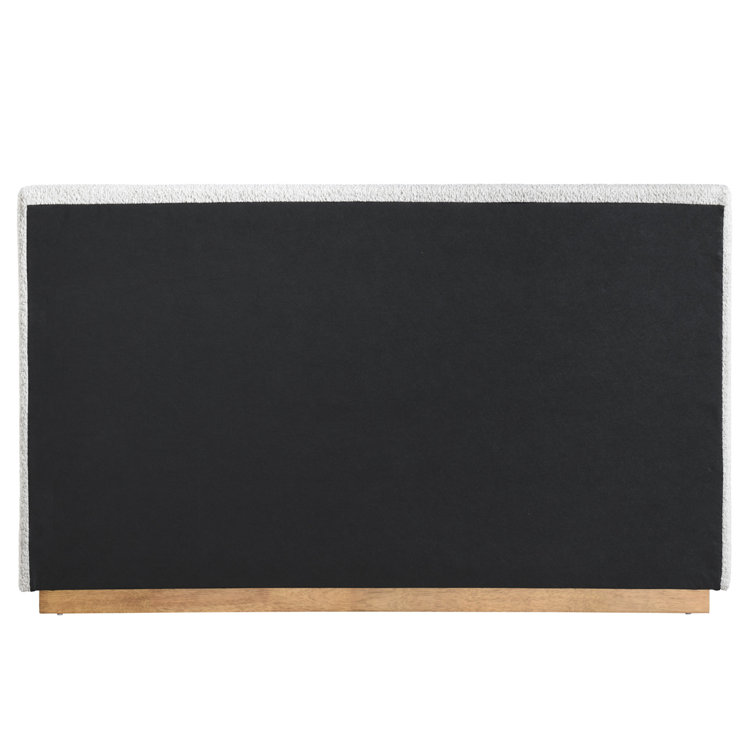 Cream Boucle Upholstered Queen Platform Bed with Wood Frame
