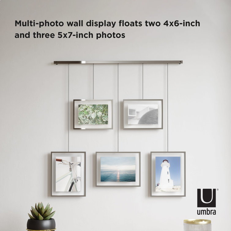 Exhibit Ledge Black Metal 5-Picture Frame Set for Modern Wall Display
