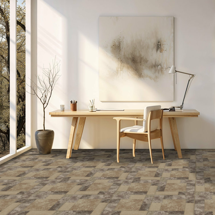 Light Brown and Beige Self-Adhesive Vinyl Floor Tiles