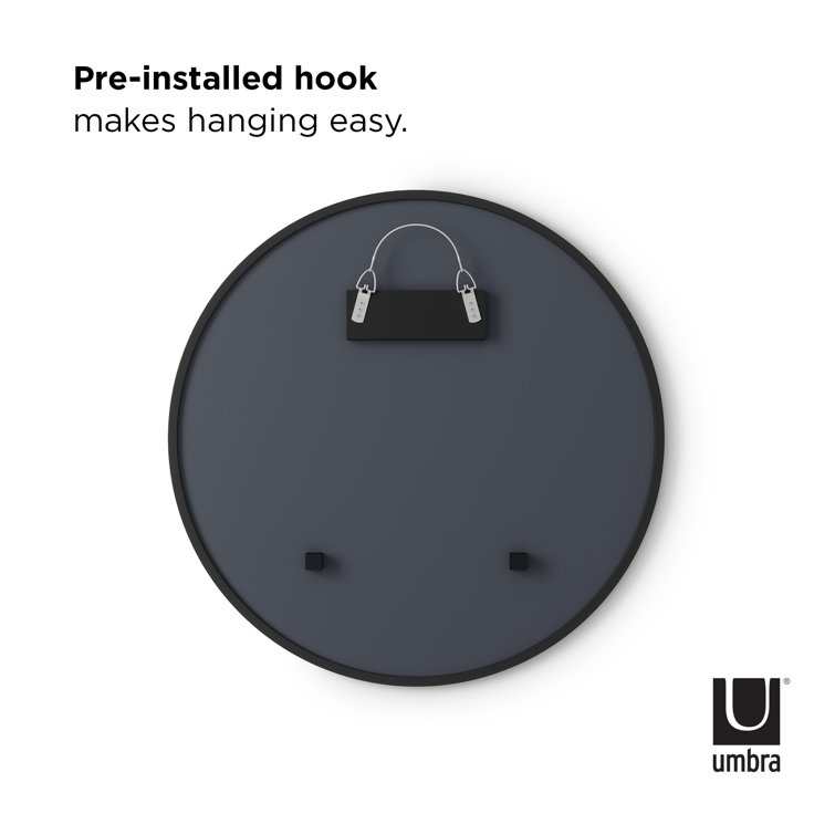 26'' Modern Black Round Wall Mirror with Rubber Frame