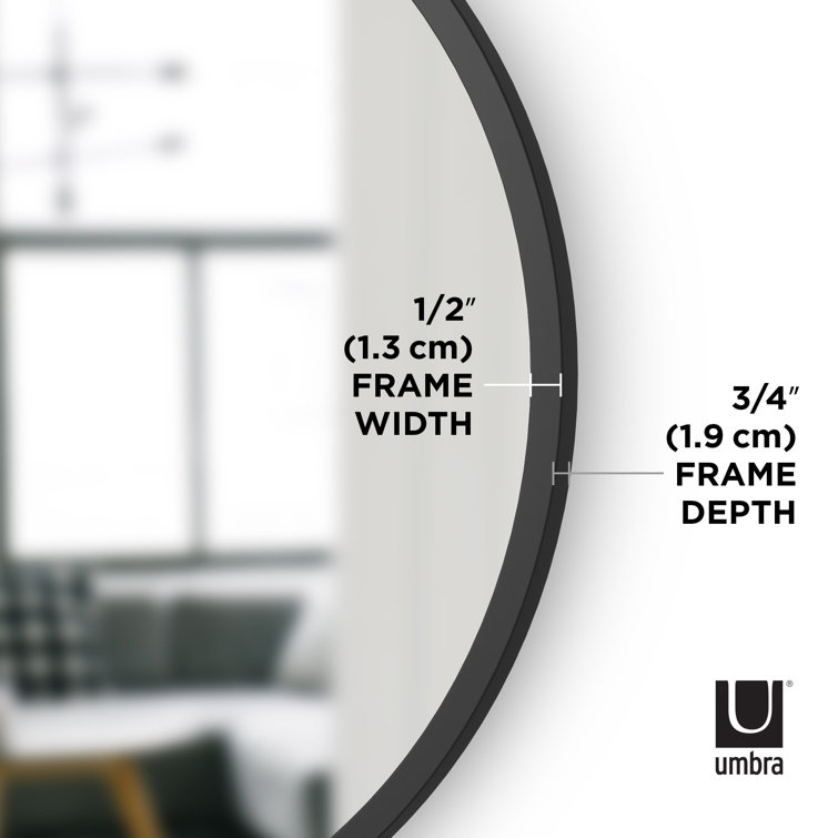 26'' Modern Black Round Wall Mirror with Rubber Frame