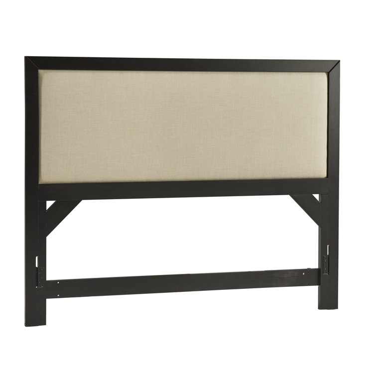 Black and Beige Upholstered Queen Panel Headboard
